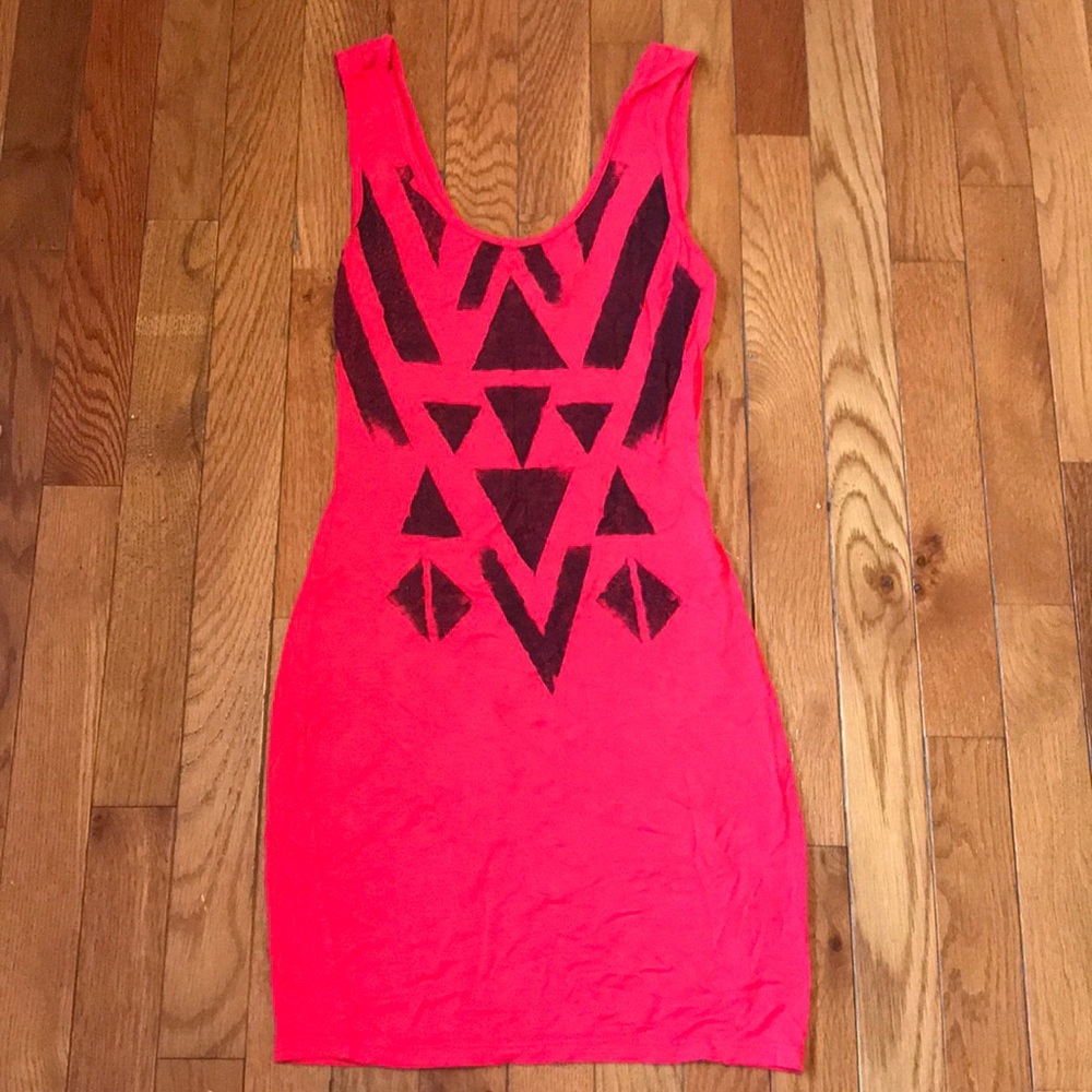 Aztec print red mini dress